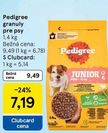 Pedigree granuly pre psy, 1,4 kg