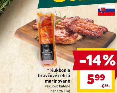 Kukkonia bravčové rebrá marinované vákuovo balené cena za 1 kg 
