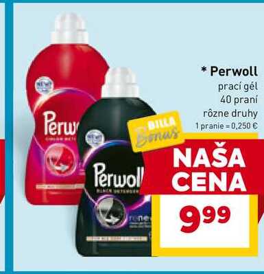 Perwoll prací gél 40 praní rôzne druhy 