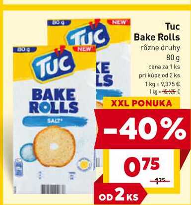 Tuc Bake Rolls rôzne druhy 80 g 