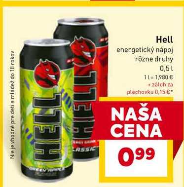 Hell energetický nápoj rôzne druhy 0,5l