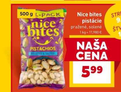 Nice bites pistácie pražené, solené 500g