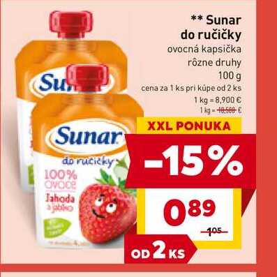 Sunar do ručičky ovocná kapsička rôzne druhy 100 g 