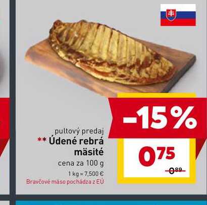 Údené rebrá mäsité cena za 100 g 