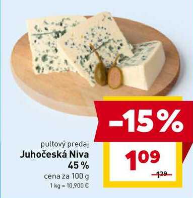 Juhočeská Niva 45% cena za 100 g 