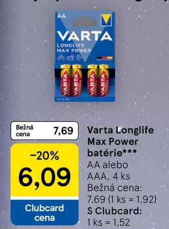 Varta Longlife Max Power batérie, 4 ks 