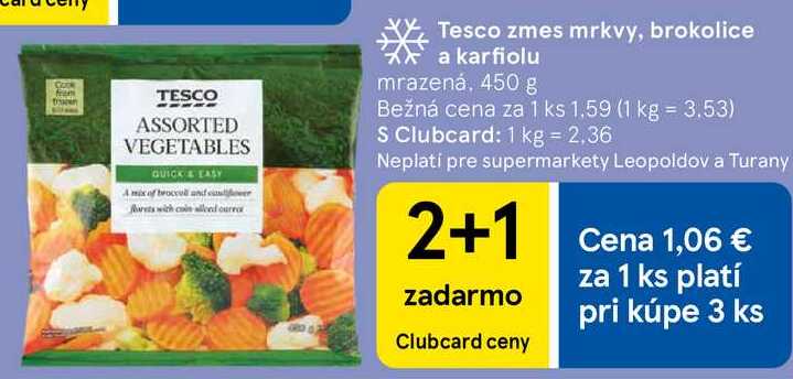 Tesco zmes mrkvy, brokolice a karfiolu, 450 g 