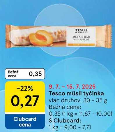 Tesco müsli tyčinka, 30 - 35 g 