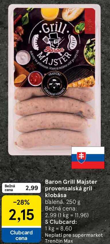 Baron Grill Majster provensalská gril klobása, 250 g 