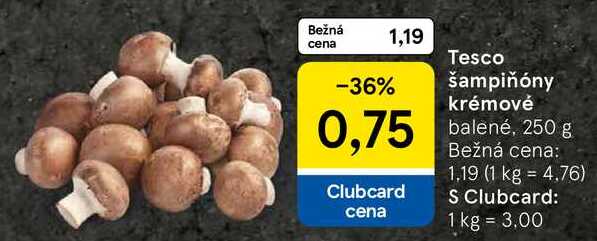 Tesco šampiňóny krémové, 250 g 
