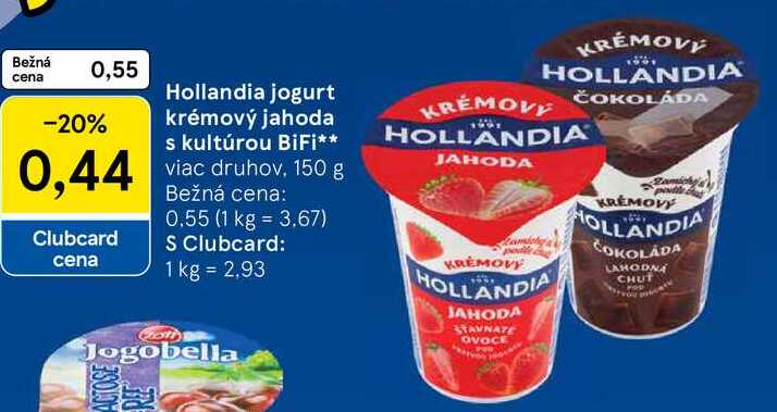 Hollandia jogurt krémový jahoda s kultúrou BiFi, 150 g