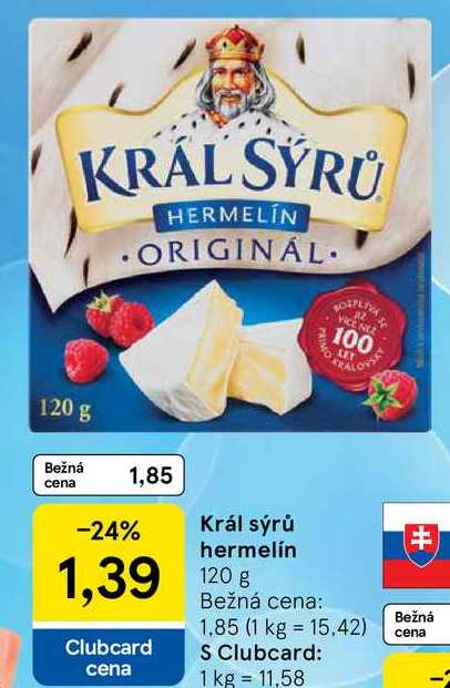 Král sýrů hermelín, 120 g