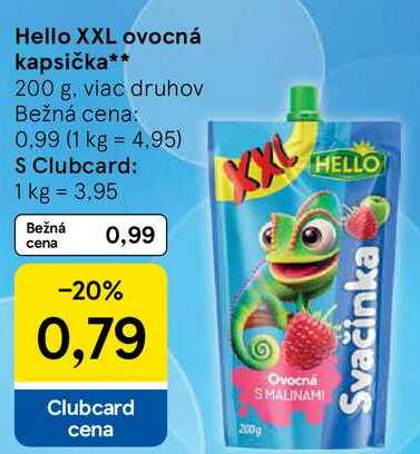 Hello XXL ovocná kapsička, 200 g