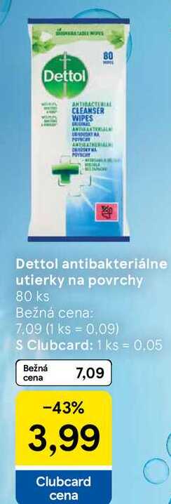 Dettol antibakteriálne utierky na povrchy, 80 ks 