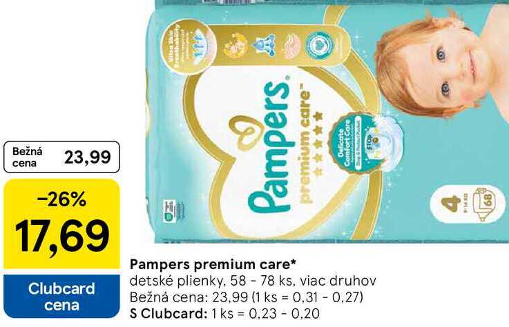 Pampers premium care, 58 - 78 ks
