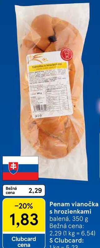 Penam vianočka s hrozienkami, 350 g