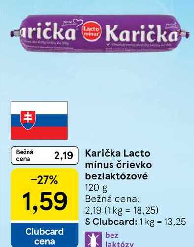 Karička Lacto mínus črievko bezlaktózové, 120 g 