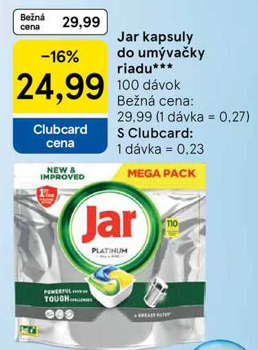 Jar kapsuly do umývačky riadu, 100 dávok 