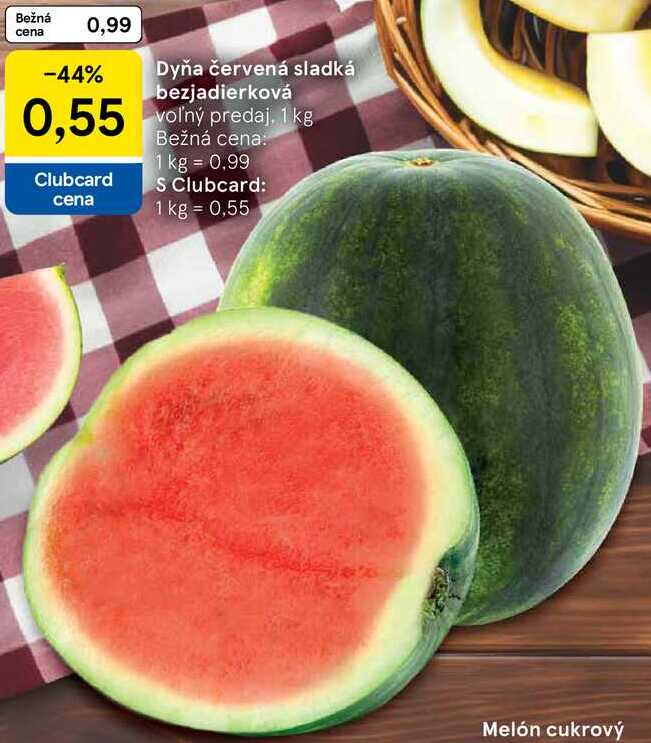Dyňa červená sladká bezjadierková, 1 kg