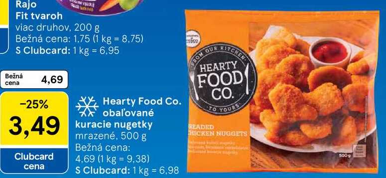Hearty Food Co. obaľované kuracie nugetky, 500 g 