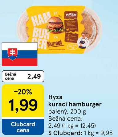 Hyza kurací hamburger, 200 g
