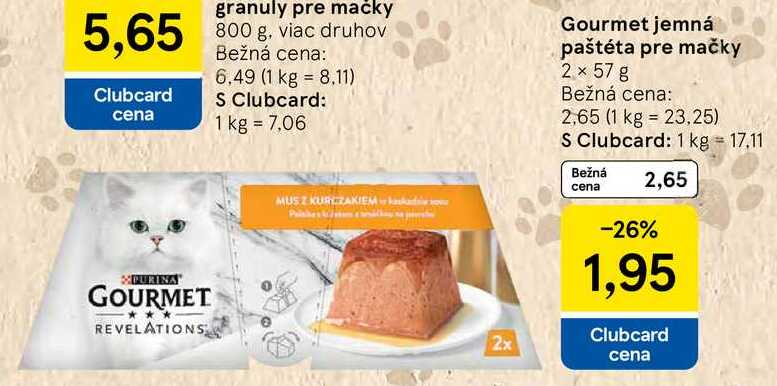 Gourmet jemná paštéta pre mačky, 2x 57 g 