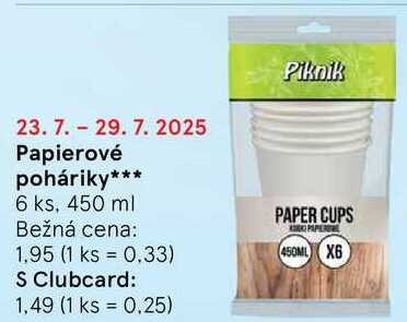 Papierové poháriky, 6 ks, 