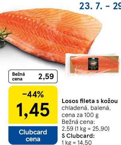 Losos fileta s kožou, cena za 100 g 