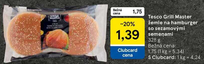 Tesco Grill Master žemle na hamburger so sezamovými semenami, 328 g