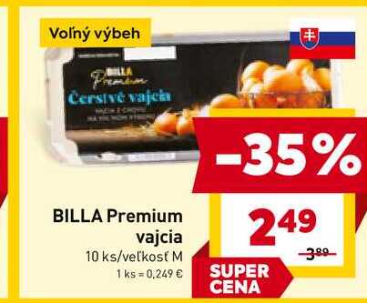 Čerstvé vajcia BILLA Premium vajcia 10 ks/veľkosť M  