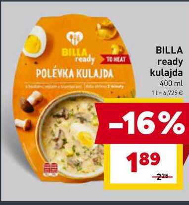BILLA ready kulajda 400 ml 