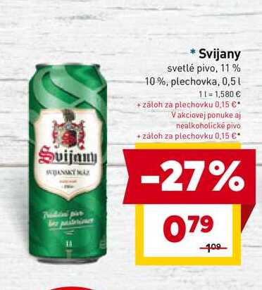 Svijany svetlé pivo, 11% plechovka, 0,5l