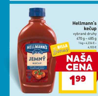 Hellmann's kečup vybrané druhy 470 g-485 g