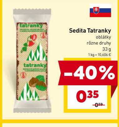 Sedita Tatranky oblátky rôzne druhy 33 g