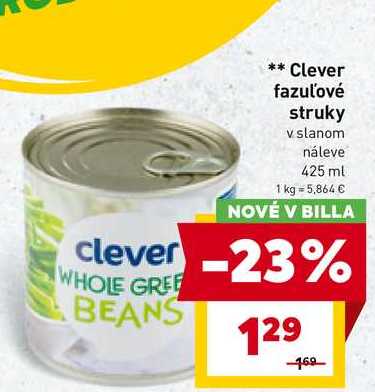 Clever fazuľové struky v slanom náleve 425 ml 