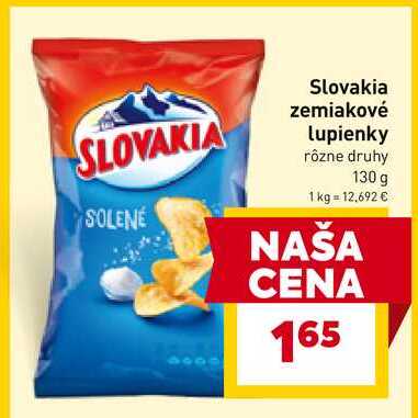 Slovakia zemiakové lupienky rôzne druhy 130 g 