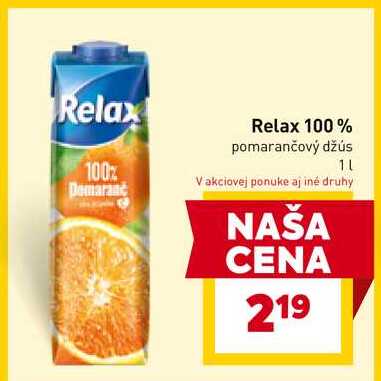 Relax 100% pomarančový džús 1L