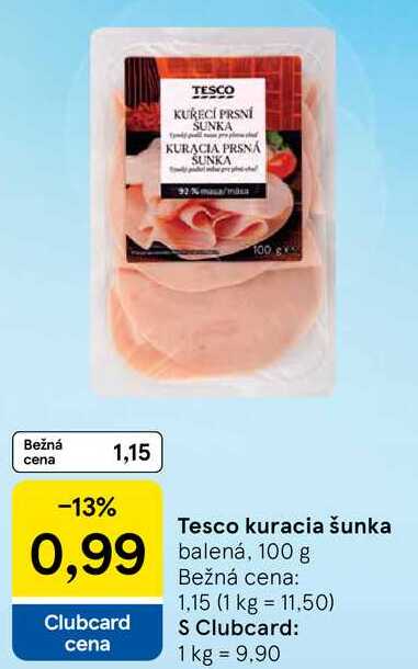 Tesco kuracia šunka, 100 g 
