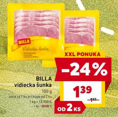 BILLA vidiecka šunka 100 g 