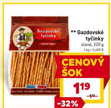 Gazdovské tyčinky slané, 220 g