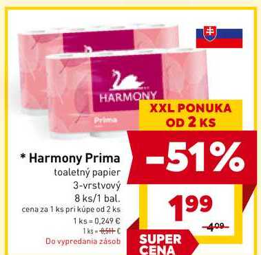 Harmony Prima toaletný papier 3-vrstvový 8 ks/1 bal.