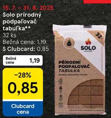 Solo prírodný podpaľovač tabuľka, 32 ks