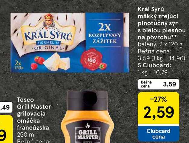 Král Sýrů mäkký zrejúci plnotučný syr s bielou plesňou na povrchu, 2x 120 g