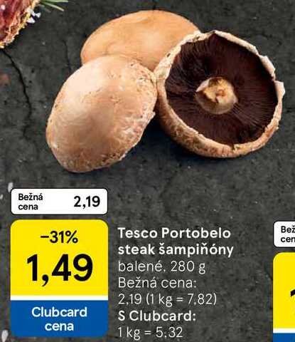 Tesco Portobelo steak šampiňóny, 280 g