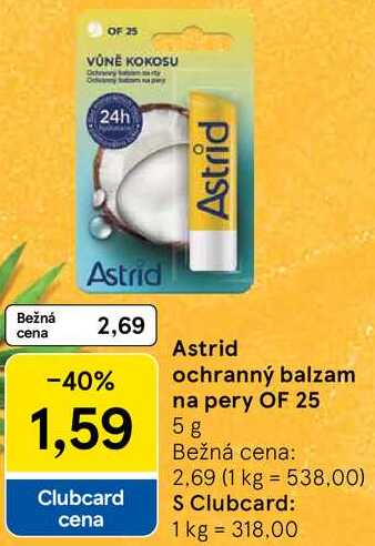 Astrid ochranný balzam na pery OF 25, 5 kg