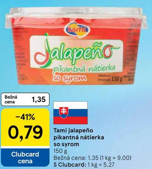 Tami jalapeño pikantná nátierka so syrom, 150 g 