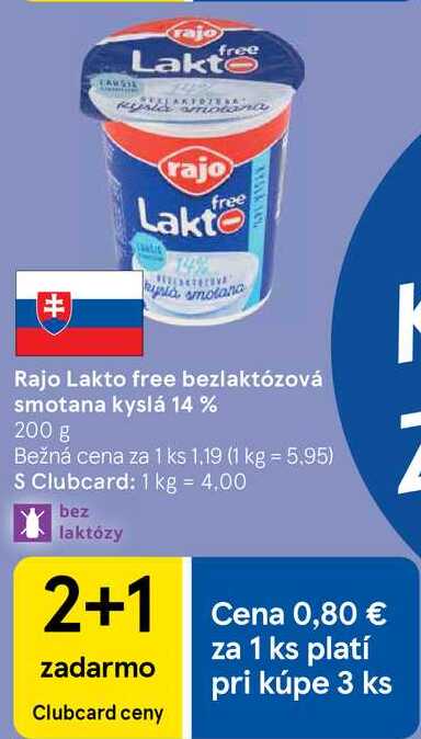 Rajo Lakto free bezlaktózová smotana kyslá 14 %, 200 g 