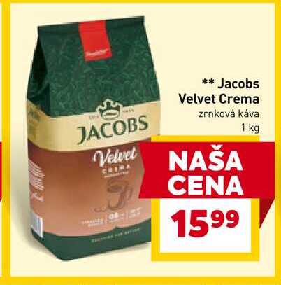 Jacobs Velvet Crema zrnková káva 1 kg 