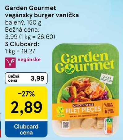 Garden Gourmet vegánsky burger vanička, 150 g 
