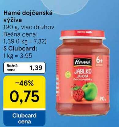 Hamé dojčenská výživa, 190 g
